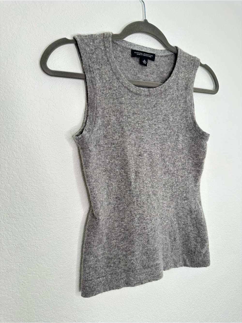 Banana Republic Cashmere Wool Knit Tank Top Small S Gray Italian Yarn Luxury - Picture 3 of 9